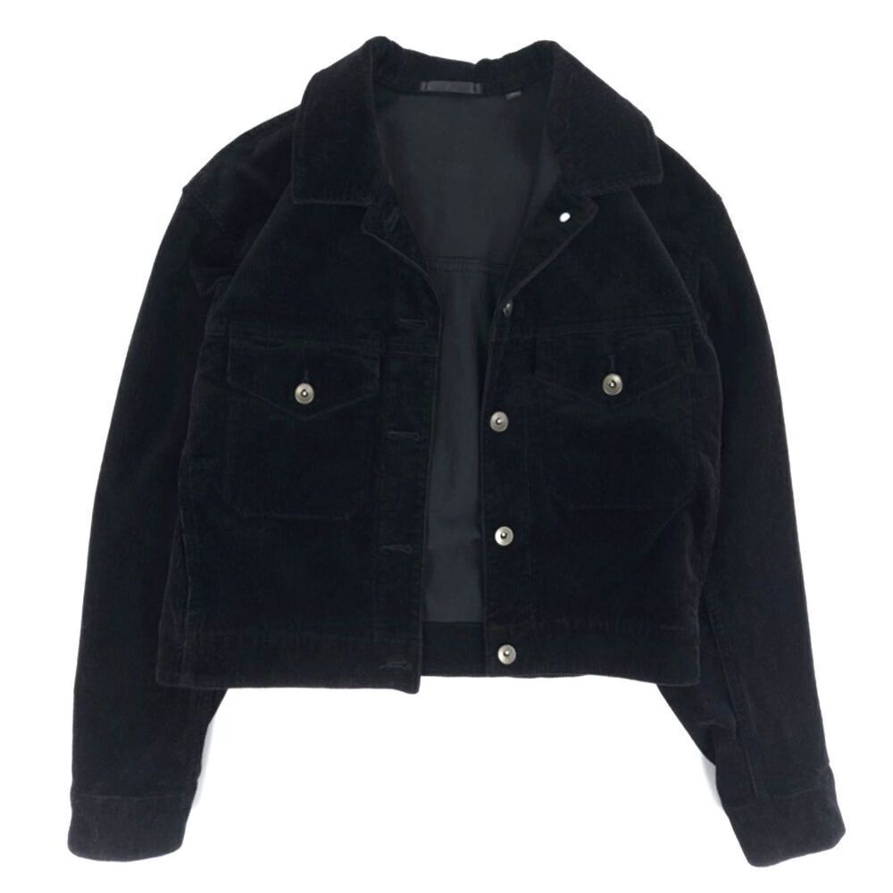 NEW Uniqlo Corduroy Cropped Jacket Black Western Clean Girl Boho 90s Minimal Y2k
